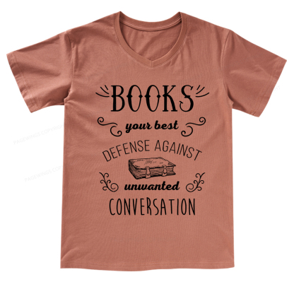 Pagewings Books your best defense Book Reading V-neck T-shirt