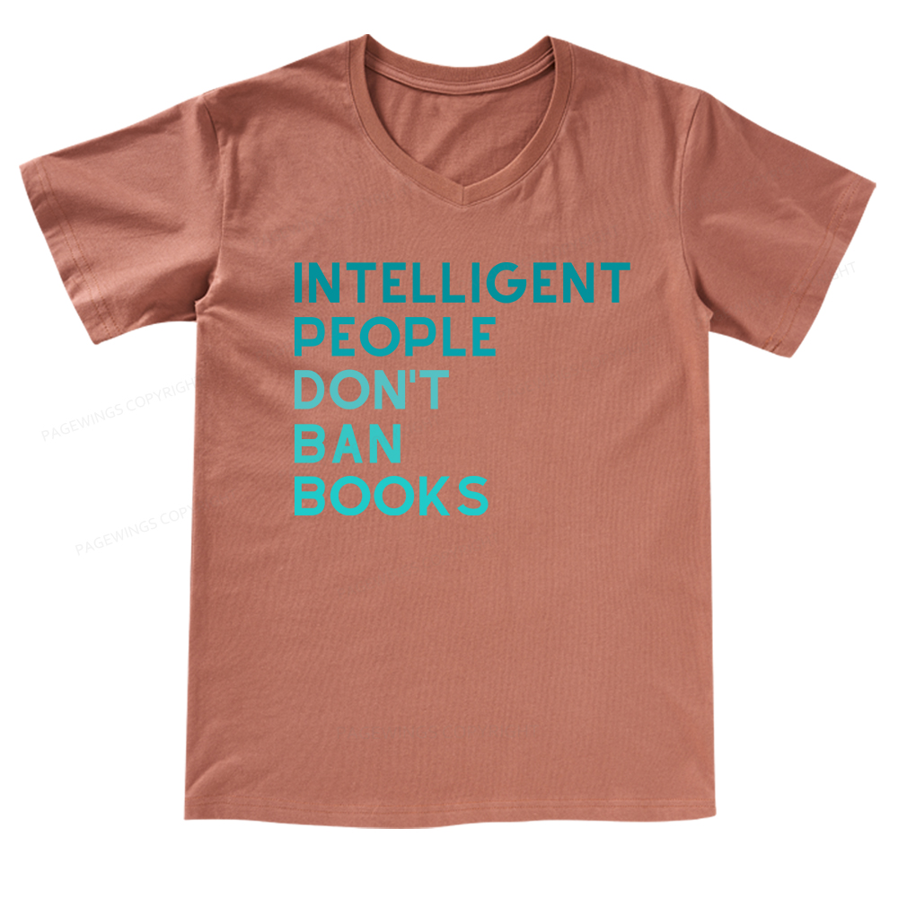 Pagewings Intelligent People Don't Ban Books V-neck T-shirt