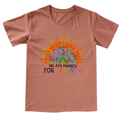 PagewingsWe Are Hungry For Learning Reading V-neck T-shirt