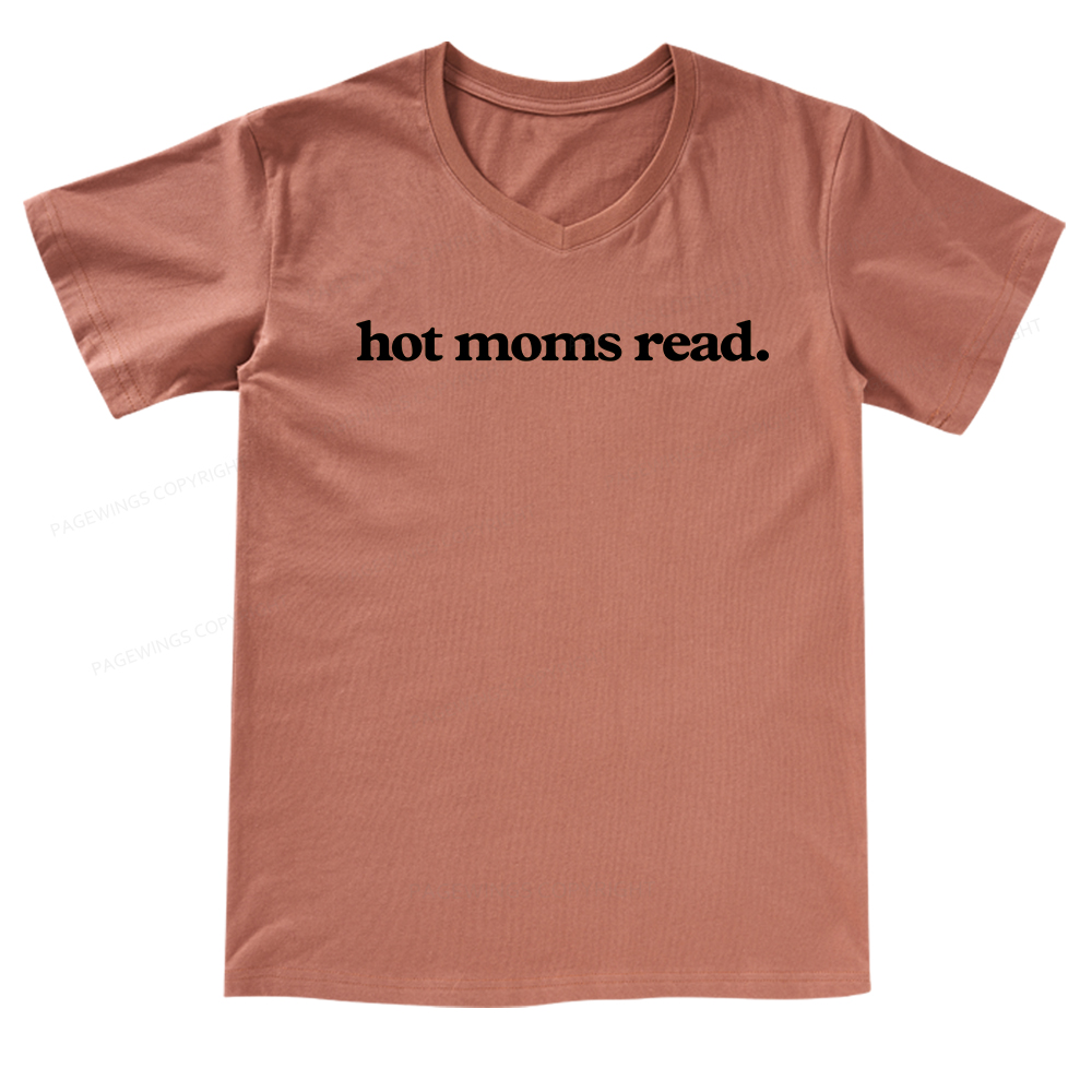 Pagewing Hot Moms Read V-neck T-shirt