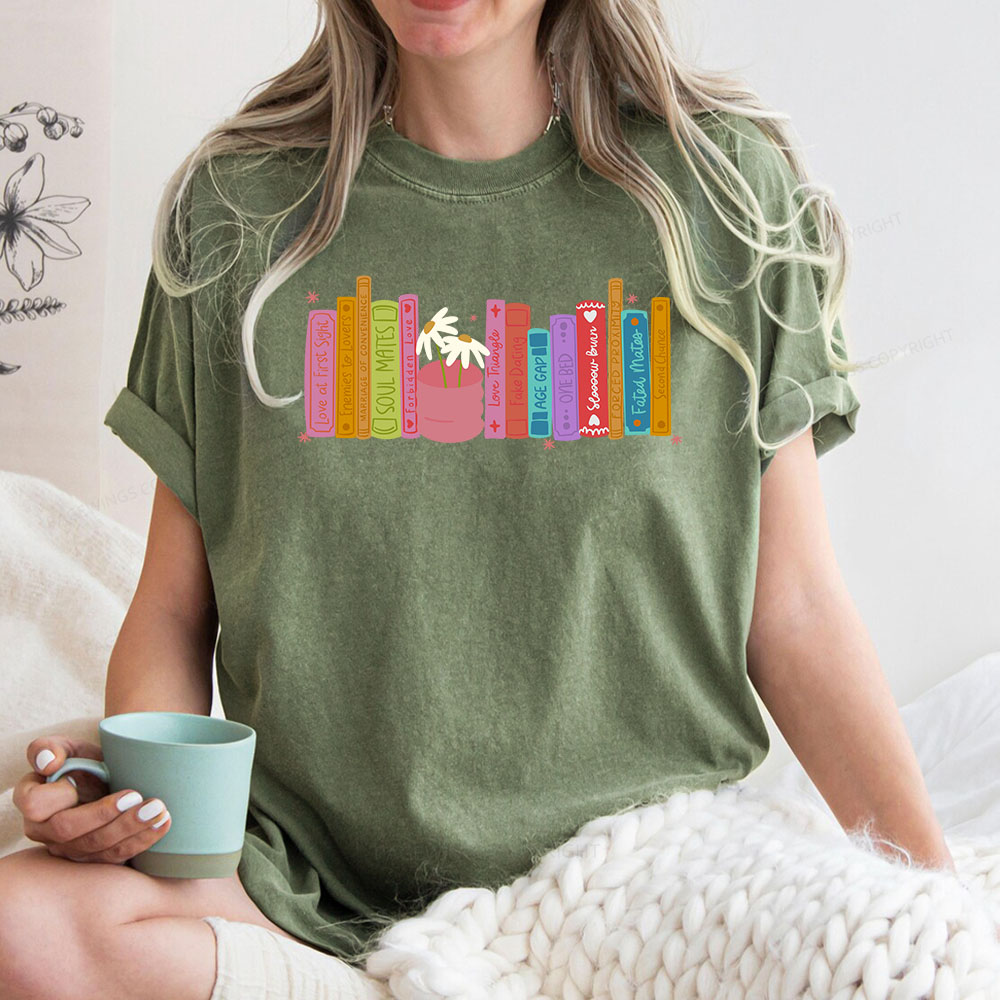 Pagewings Romance Book Tropes Unisex Washed T-shirt