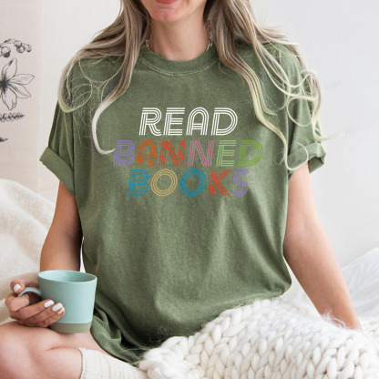 Pagewings Read Banned Books Unisex Washed T-shirt