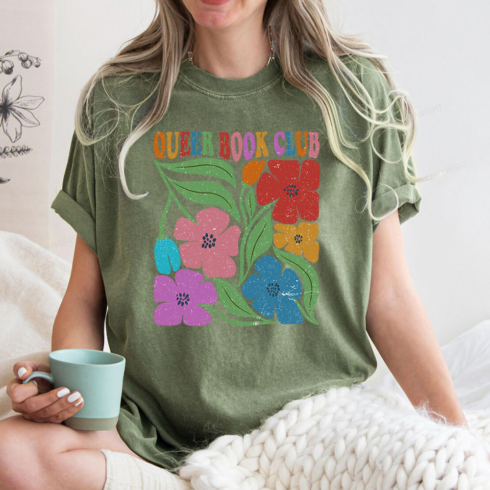 Pagewings Queer Book Club Unisex Washed T-shirt