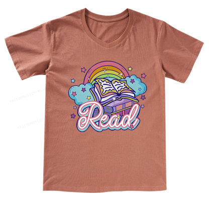 Pagewings Rainbow Book Lover V-neck T-shirt
