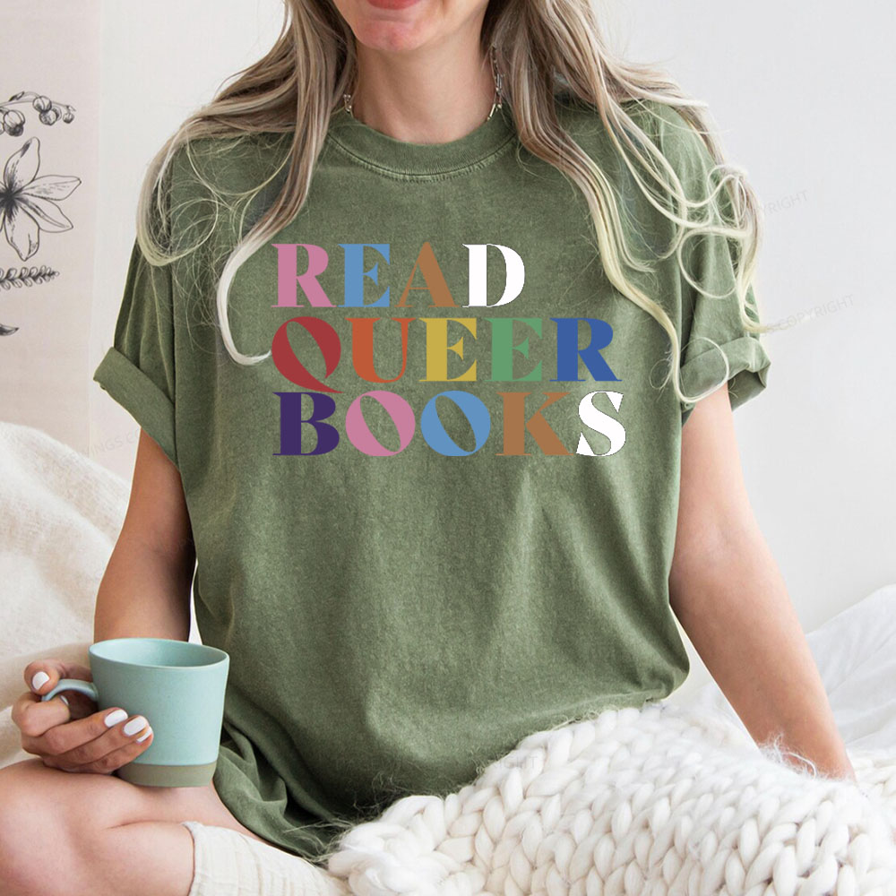 Pagewings Read Queer Books Unisex Washed T-shirt