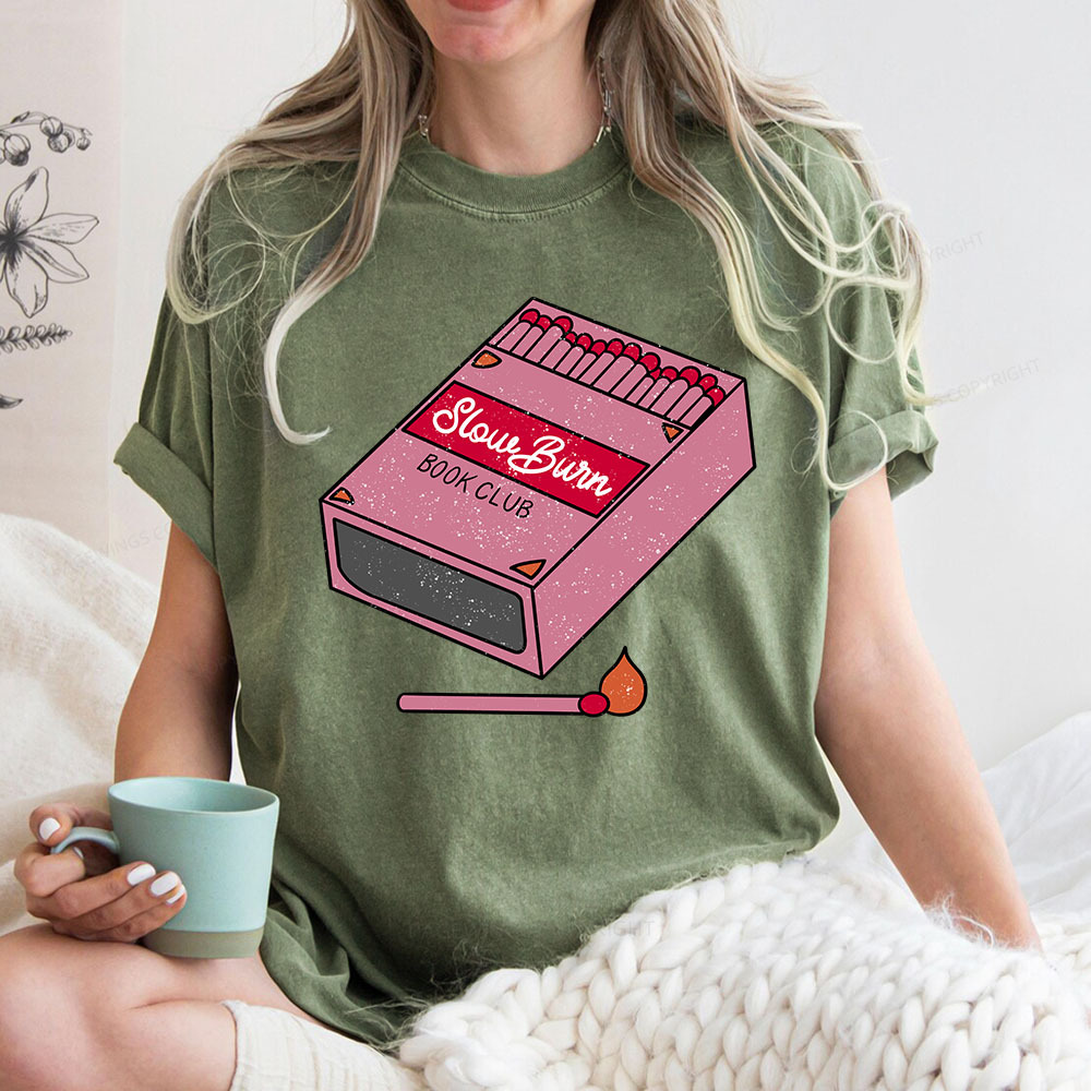 Pagewings Slow Burn Book Club Unisex Washed T-shirt