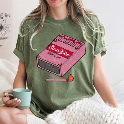Pagewings Slow Burn Book Club Unisex Washed T-shirt