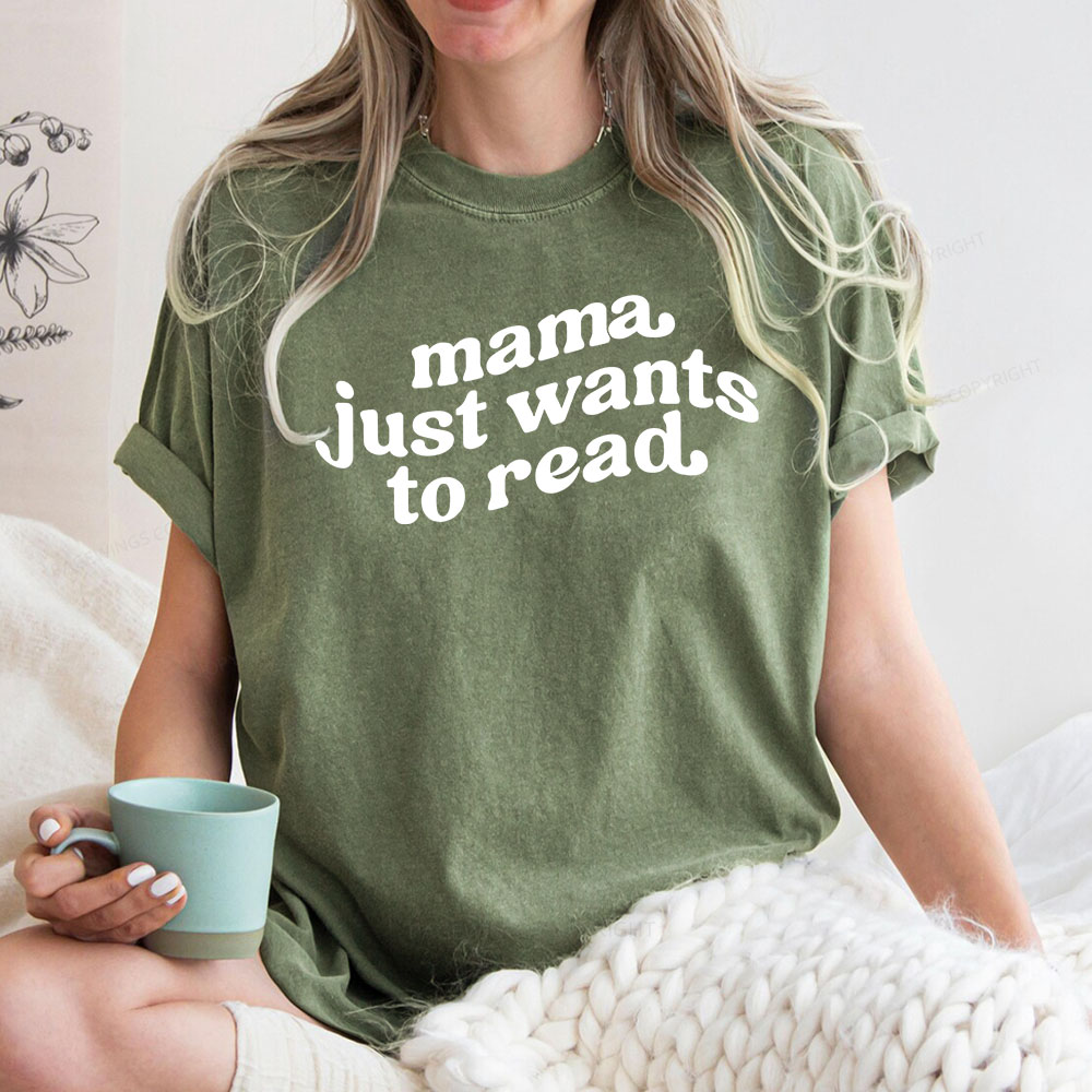 Pagewings Mama Just Wants to Read Unisex Washed T-shirt