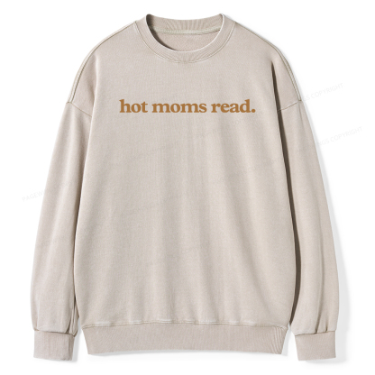 Pagewings Hot Moms Read Unisex Washed Sweatshirt