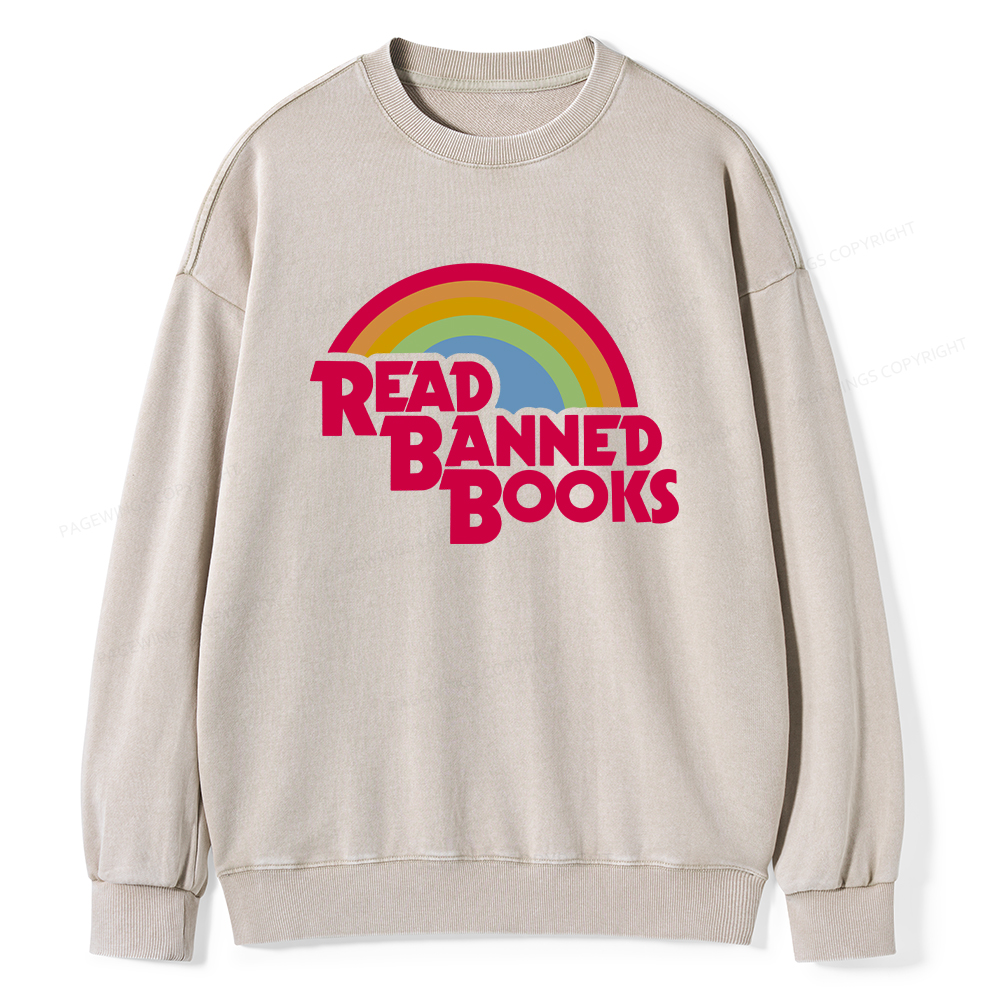 Pagewings Read Banned Books Unisex Washed Sweatshirt