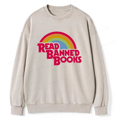 Pagewings Read Banned Books Unisex Washed Sweatshirt