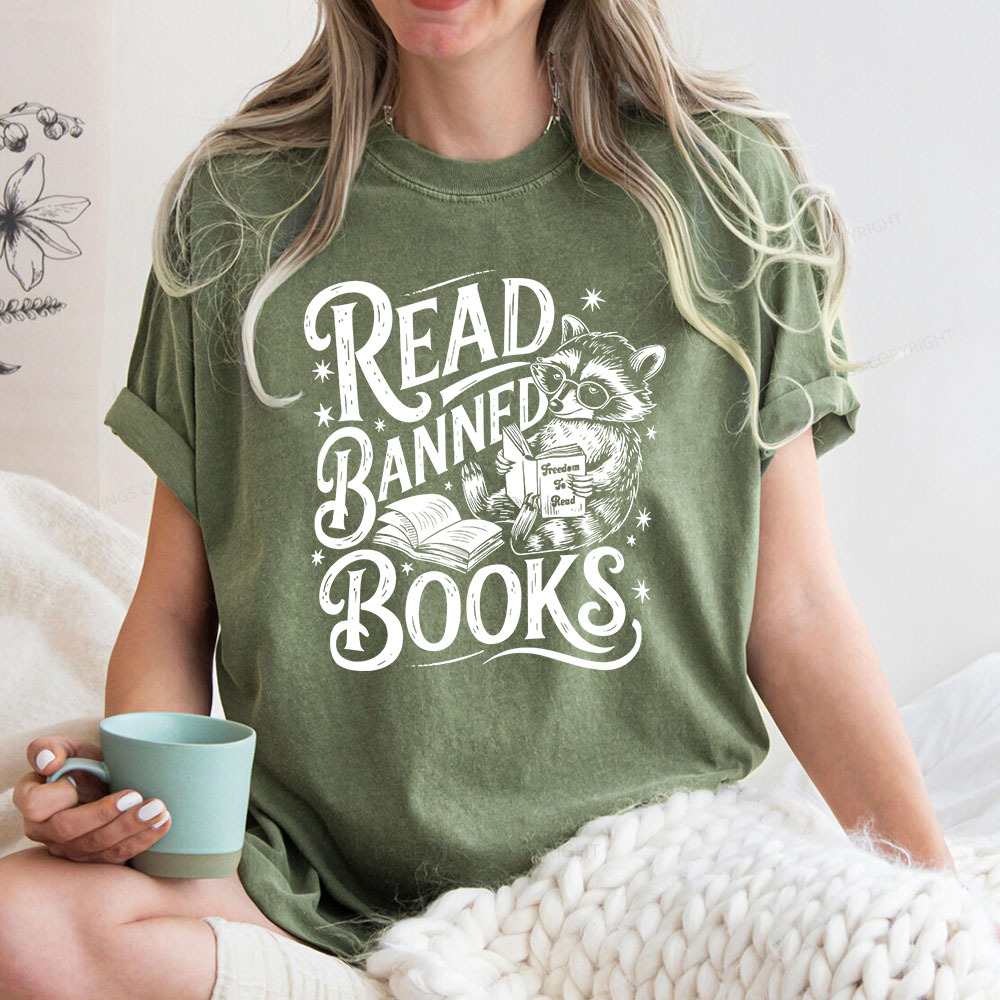 Pagewings Read Banned Books Unisex Washed T-shirt