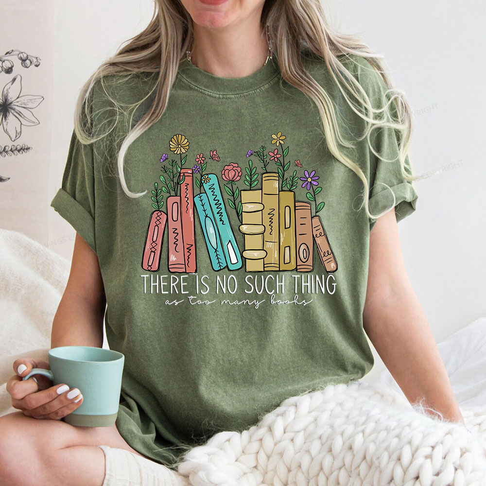 Pagewings There Is No Such Thing As Too Many Books Unisex Washed T-shirt