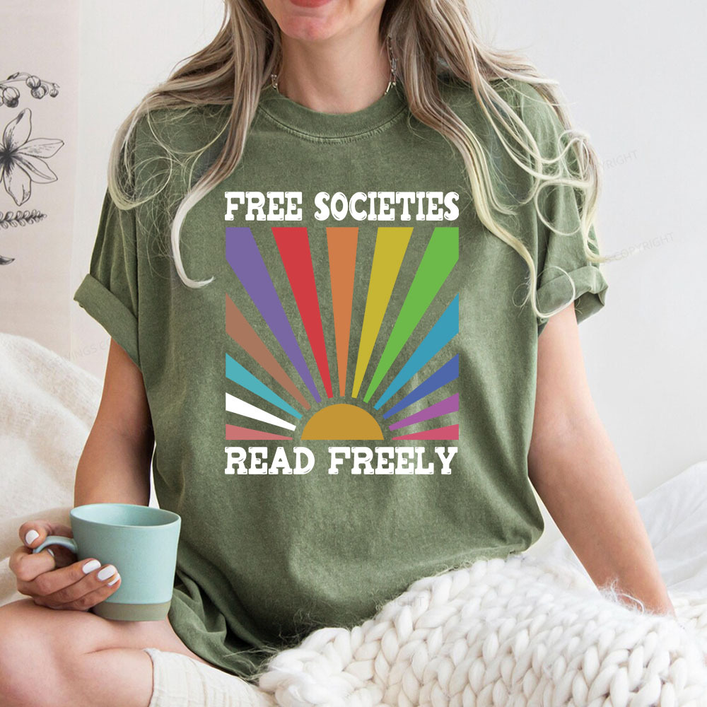 Pagewings Free Societies Read Freely Unisex Washed T-shirt