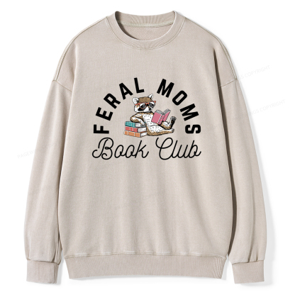 Pagewings Feral Moms Book Club Unisex Washed Sweatshirt