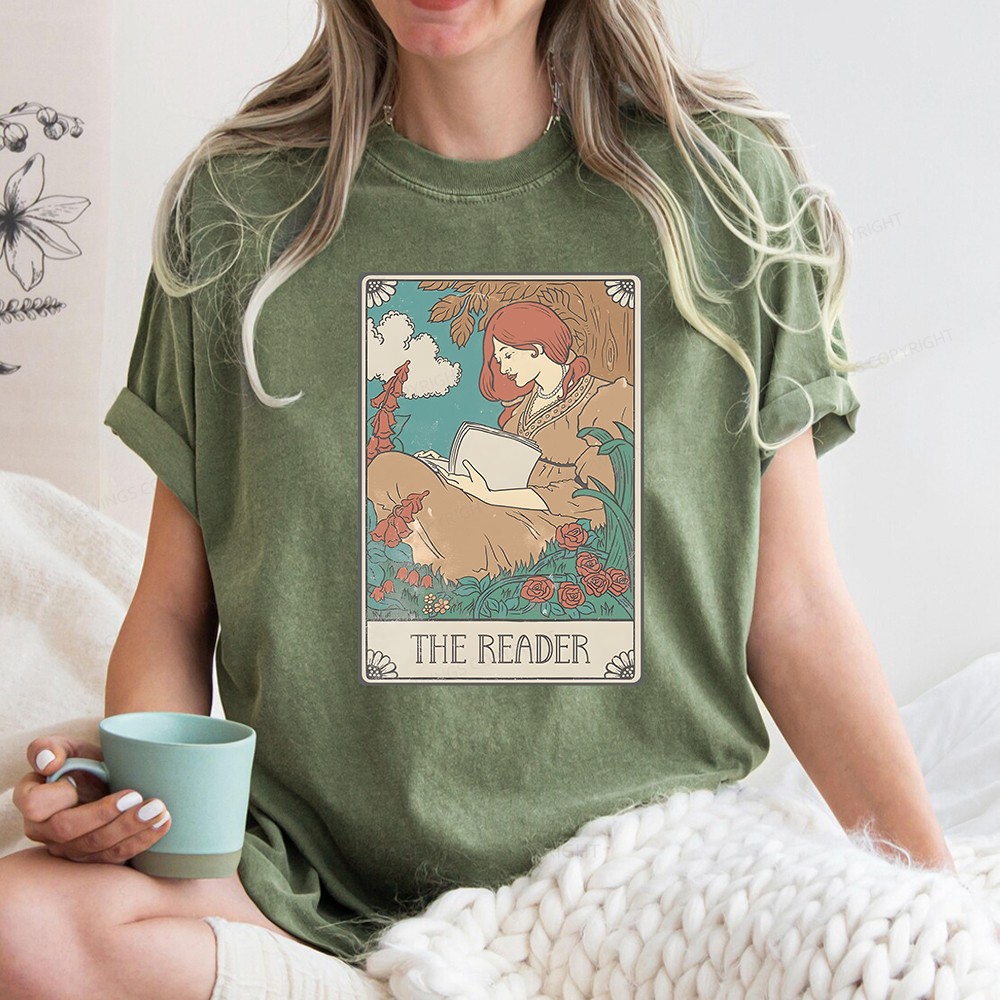 Pagewings Bookish Tarot Card Comfort Colors Unisex Washed T-shirt