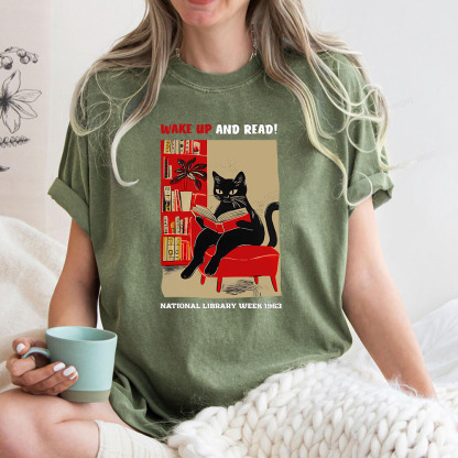 Pagewings Wake Up and Read Unisex Washed T-shirt