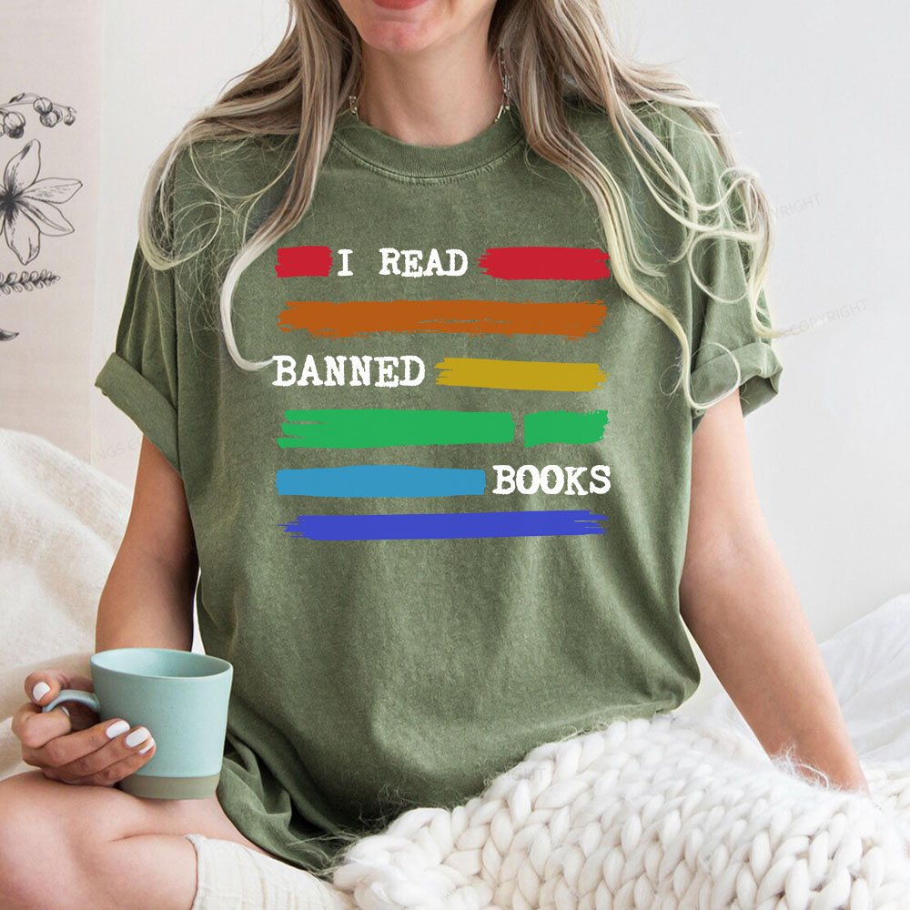 Pagewings I Read Banned Books Unisex Washed T-shirt