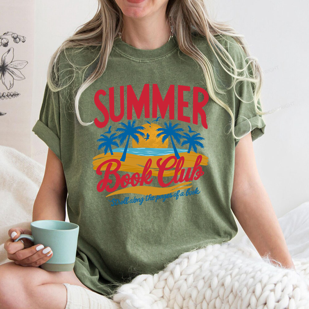 Pagewings Summer Book Club Unisex Washed T-shirt