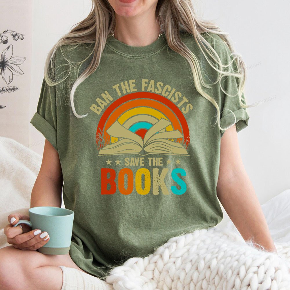 Pagewings Ban The Fascists Save The Books Unisex Washed T-shirt