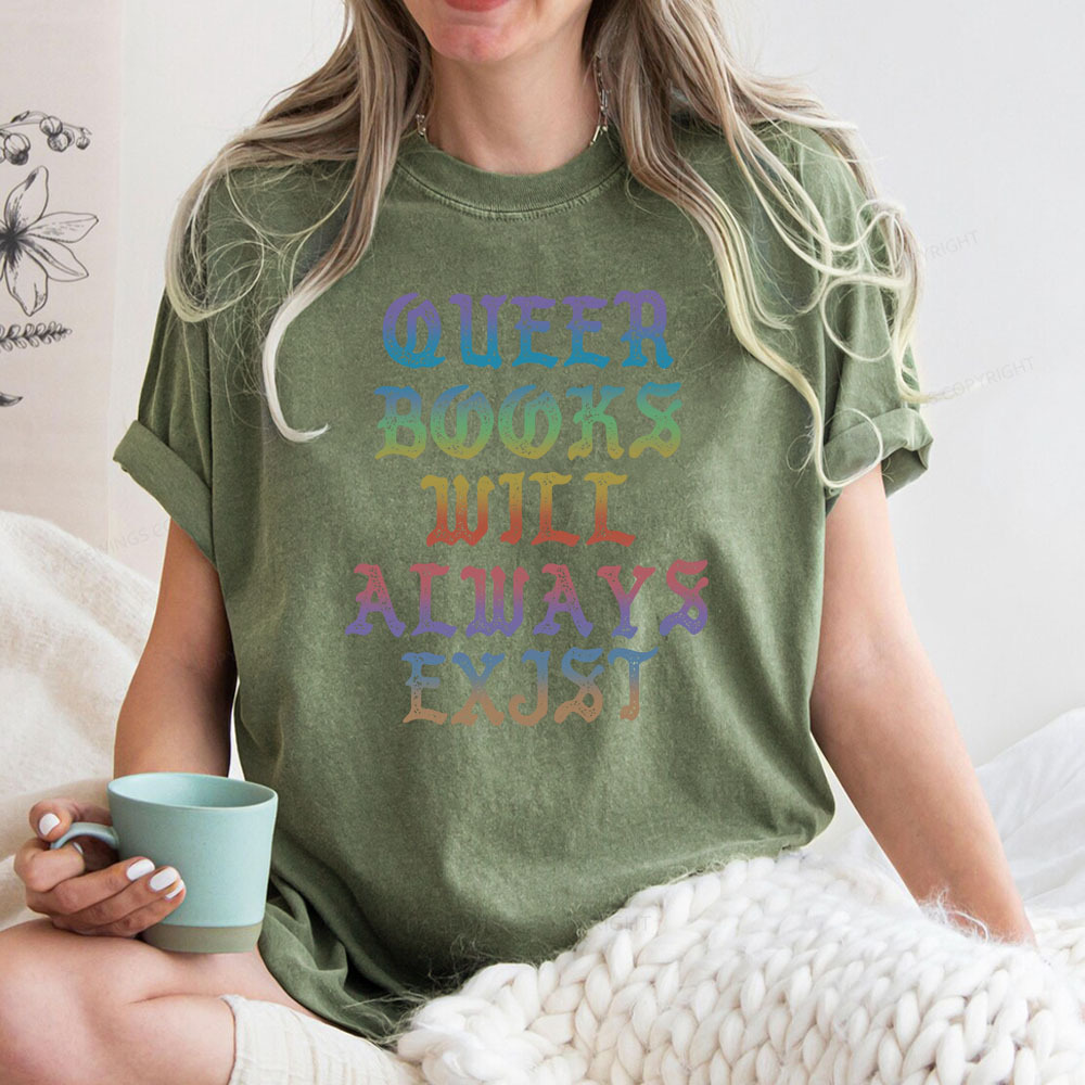 Pagewings Queer Books Will Always Exist Unisex Washed T-shirt