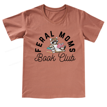 Pagewings Feral Moms Book Club V-neck T-shirt