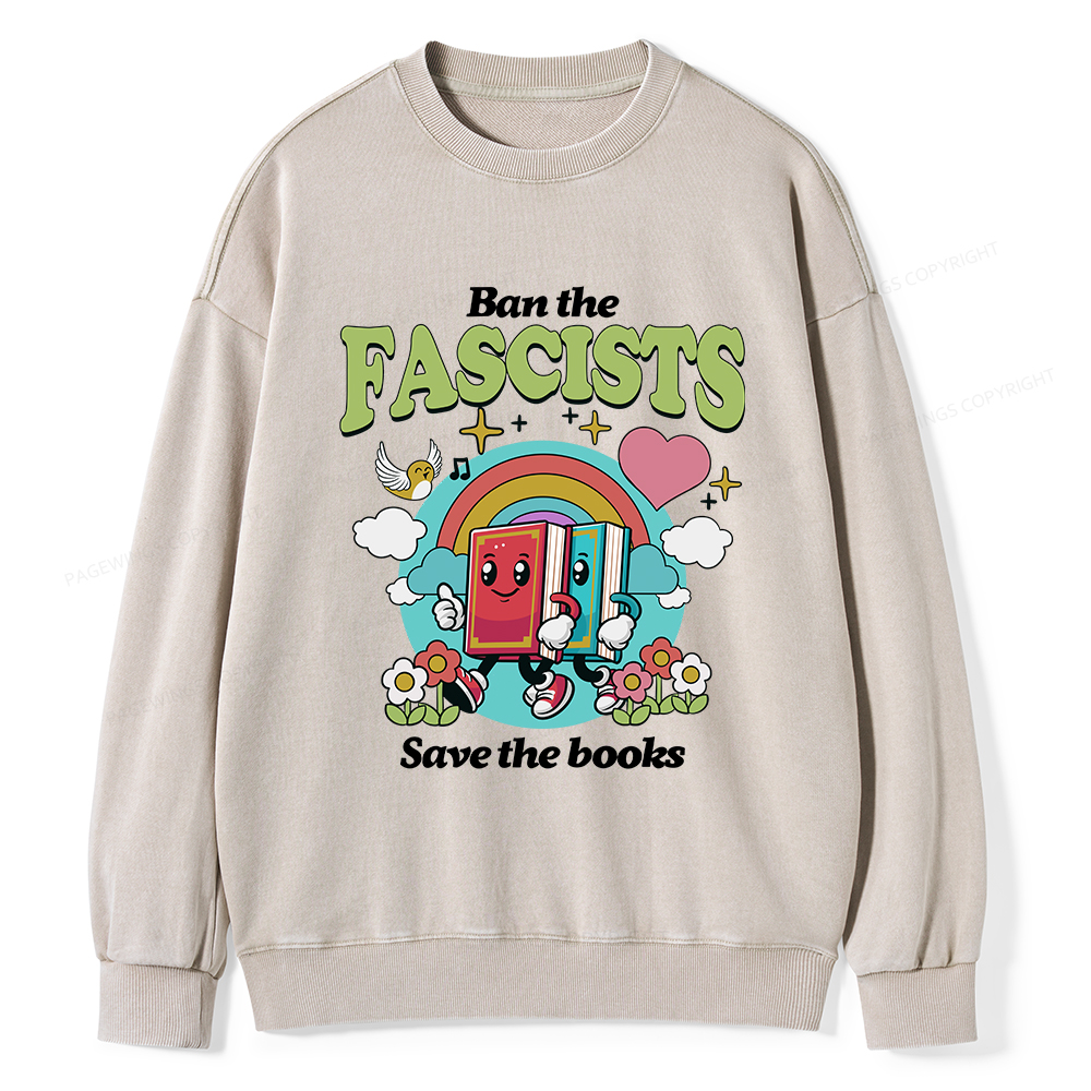 Pagewings Ban the Fascists Save the Books Unisex Washed Sweatshirt