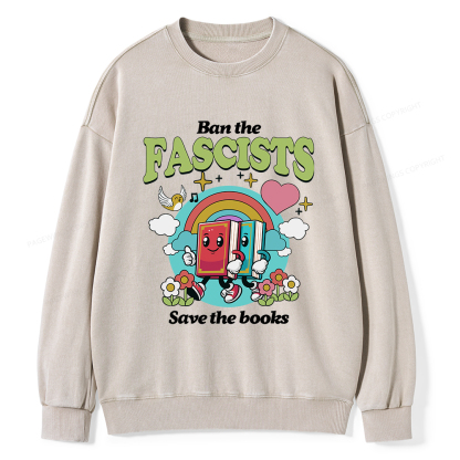 Pagewings Ban the Fascists Save the Books Unisex Washed Sweatshirt