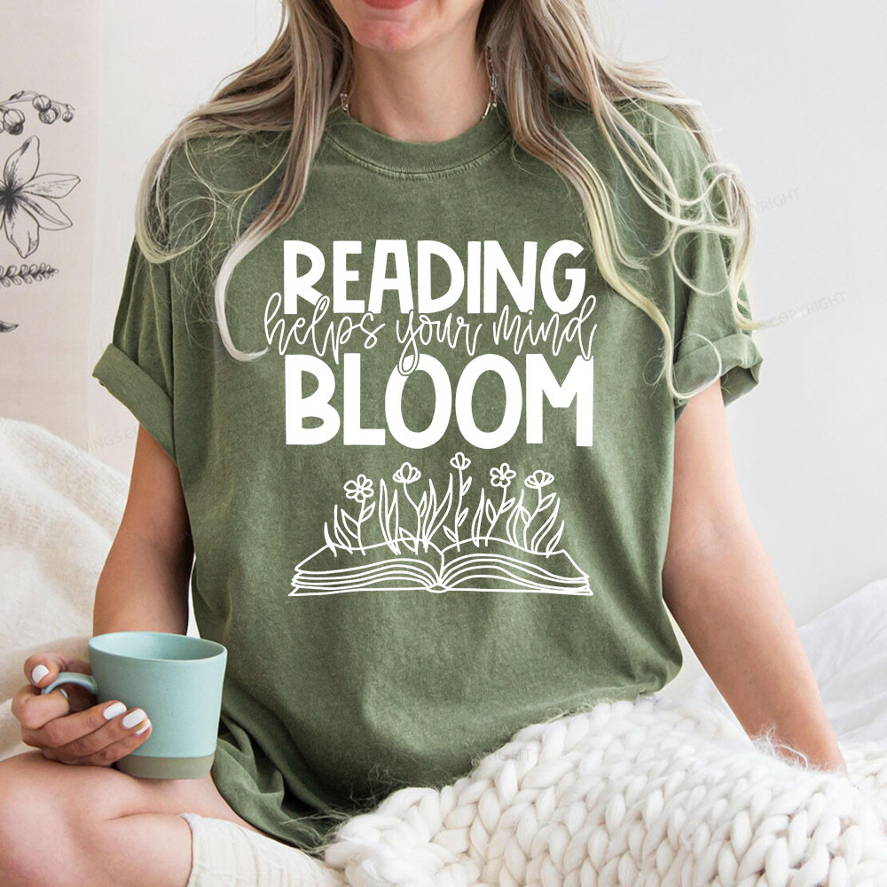 Pagewings Reading Helps Your Mind Bloom Unisex Washed T-shirt