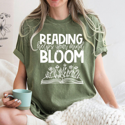Pagewings Reading Helps Your Mind Bloom Unisex Washed T-shirt