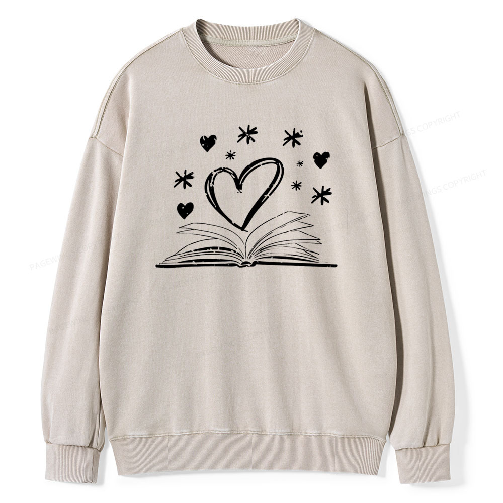 Pagewings Bookworm Librarian Valentines Day Book T-Shirt Unisex Washed