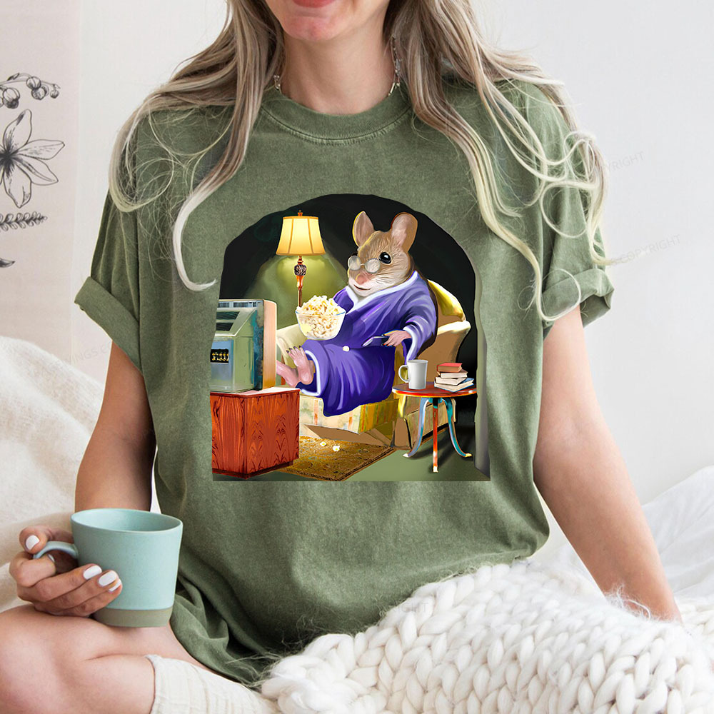 Pagewings Leisurely Mouse Unisex Washed T-shirt