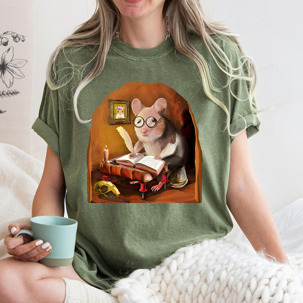 Pagewings The Writing Mouse Unisex Washed T-shirt