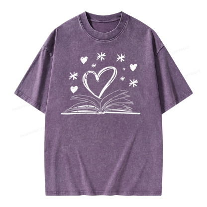 Pagewings Bookworm Librarian Valentines Day Book Unisex Washed T-shirt