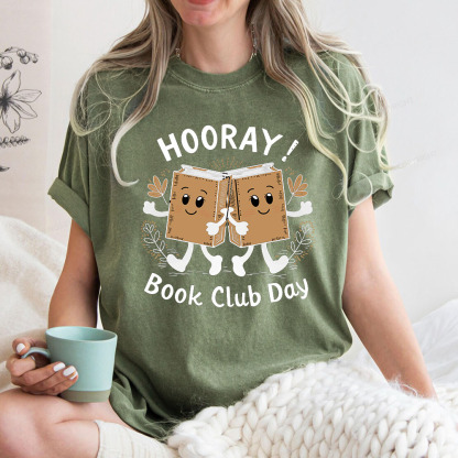 Pagewings Hooray Book Club Day Unisex Washed T-shirt