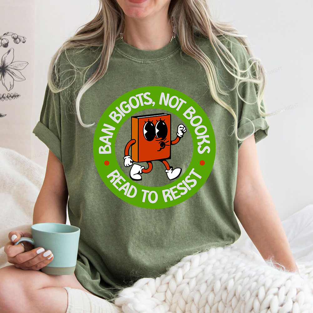 Pagewings Ban Bigots Not Books Read To Resist Unisex Washed T-shirt