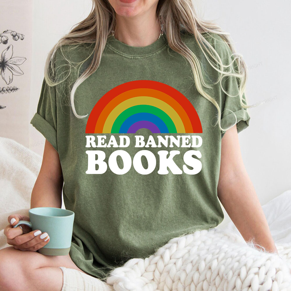 Pagewings Read Banned Books Unisex Washed T-shirt