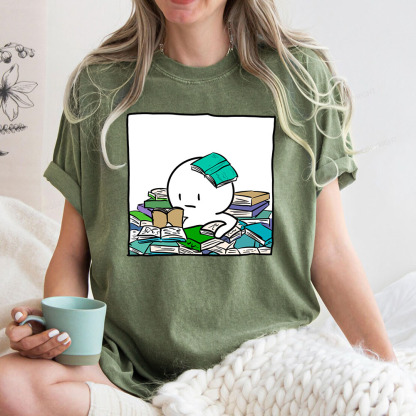 Pagewings Drowning In Books But Loving Every Moment Unisex Washed T-shirt