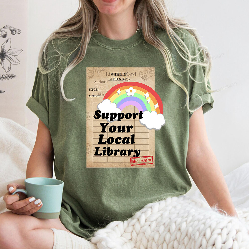 Pagewings Support Your Local Library Unisex Washed T-shirt