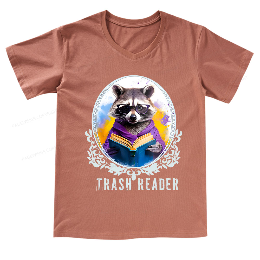 Pagewings Trash Reader V-neck T-shirt