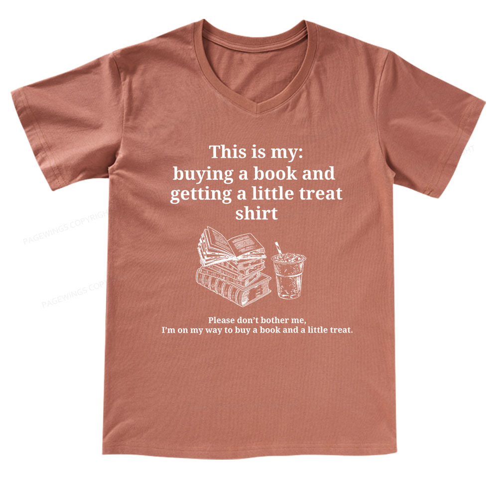 Pagewings Buying A Book And Getting A Little Treat V-neck T-shirt