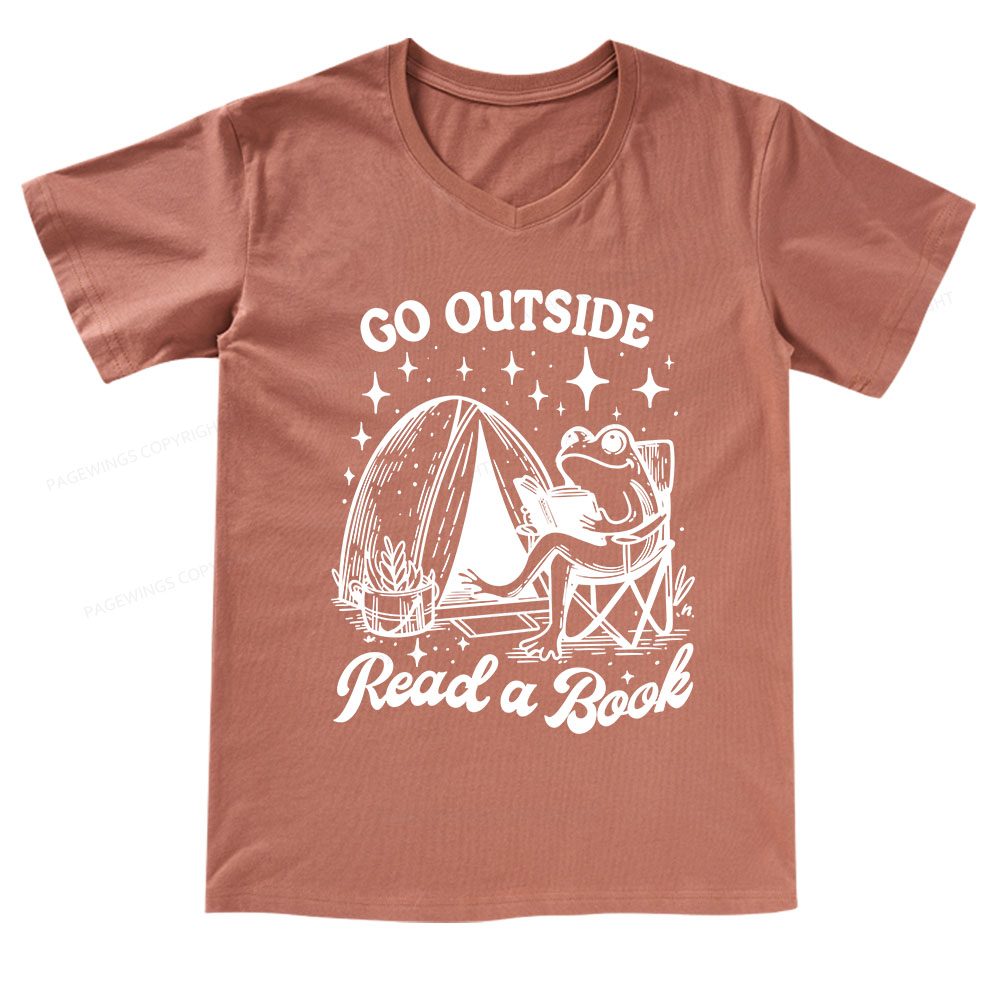 Pagewings Go Outside V-neck T-shirt
