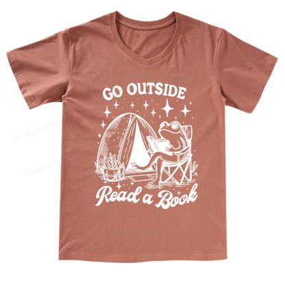 Pagewings Go Outside V-neck T-shirt
