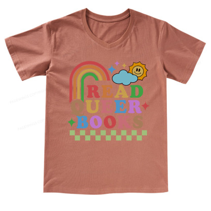 Pagewings Read Queer Books V-neck T-shirt