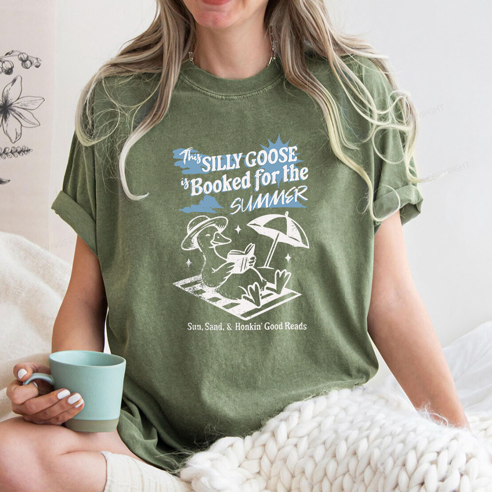 Pagewings Silly Goose Booked for the Summer Unisex Washed T-shirt
