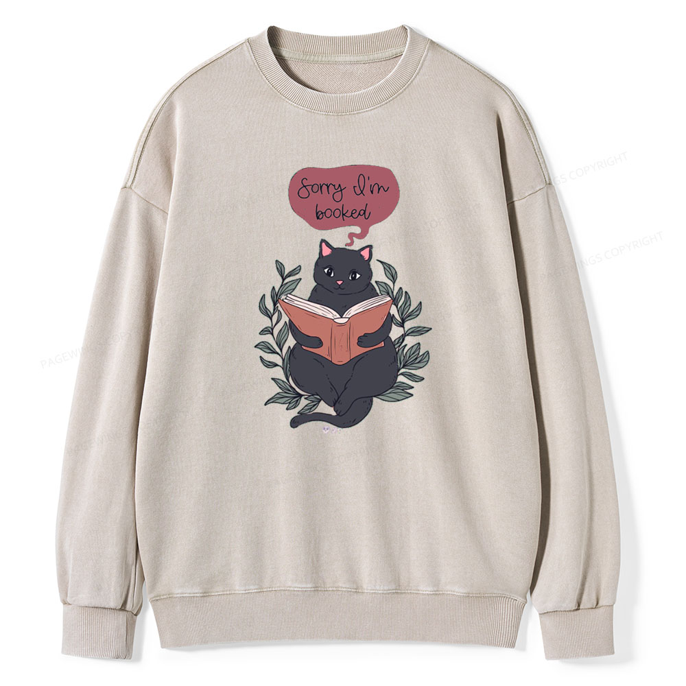 Pagewings Cats love reading books Unisex Washed Sweatshirt