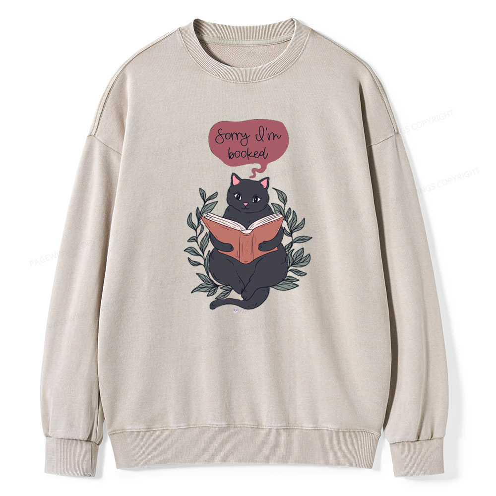 Pagewings Cats love reading books Unisex Washed Sweatshirt