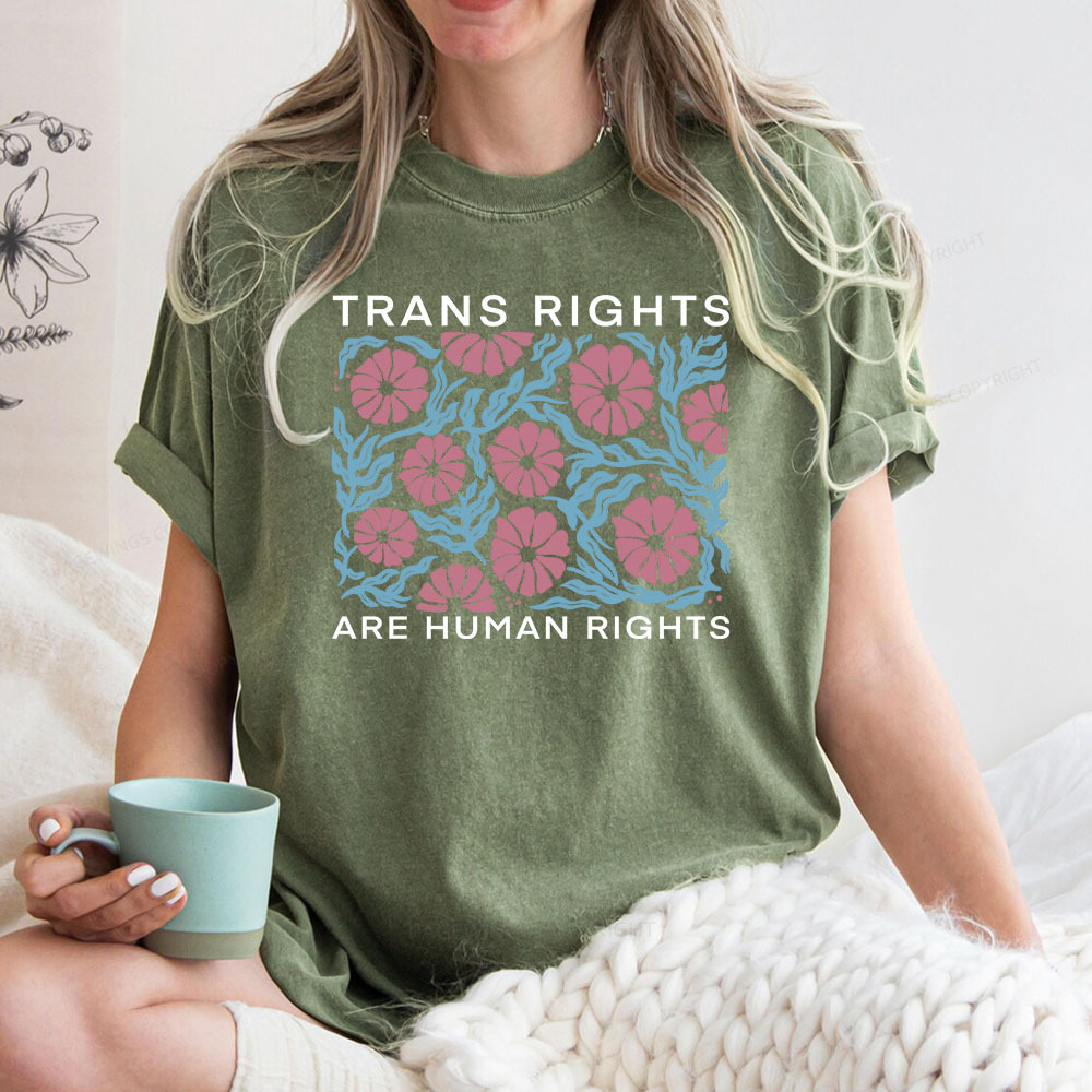 Pagewings Trans Rights Are Human Rights Unisex Washed T-shirt