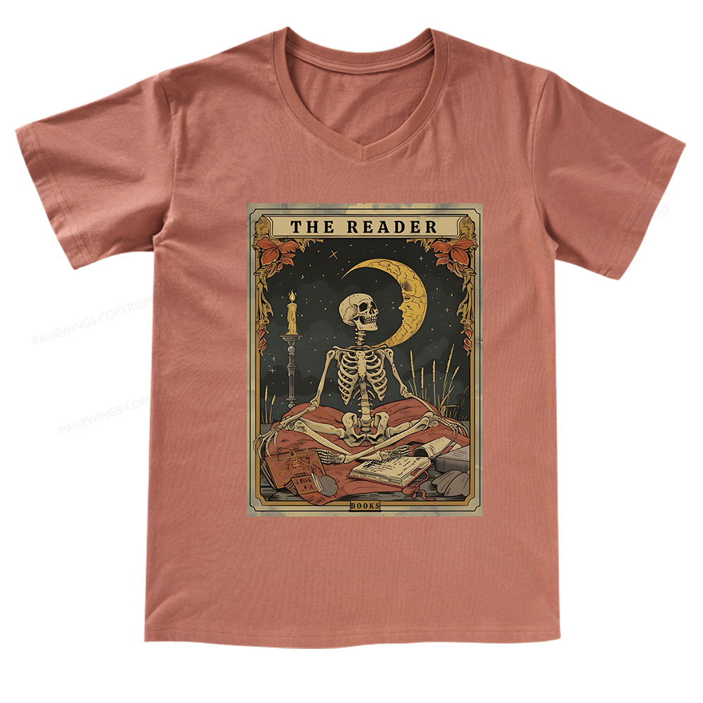 Pagewings The Reader Tarot Card V-neck T-shirt