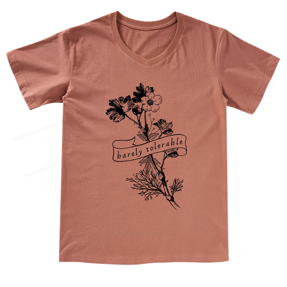 Pagewings Barely Tolerable V-neck T-shirt